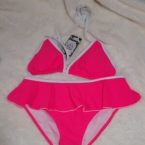 Pink Bikini Set with White Trim